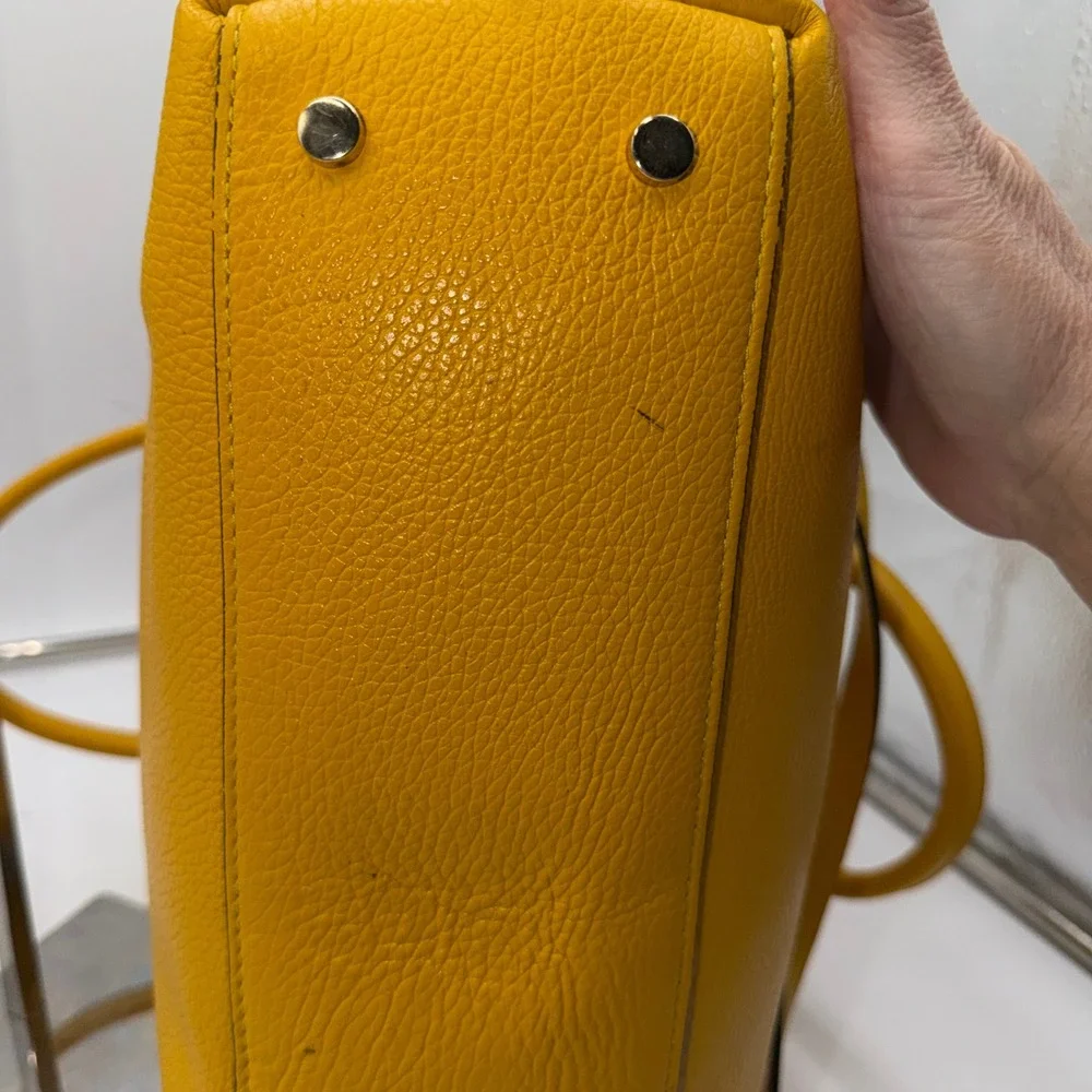 Luana Ferracuti Yellow Pebbled Leather Satchel Bag Made in Italy Crossbody